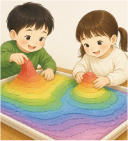 色が変化する虹色の砂場